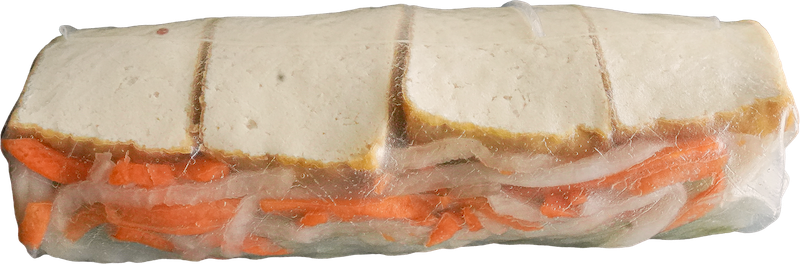 Close-up of Fried Tofu Banh Mi Boy summer roll.