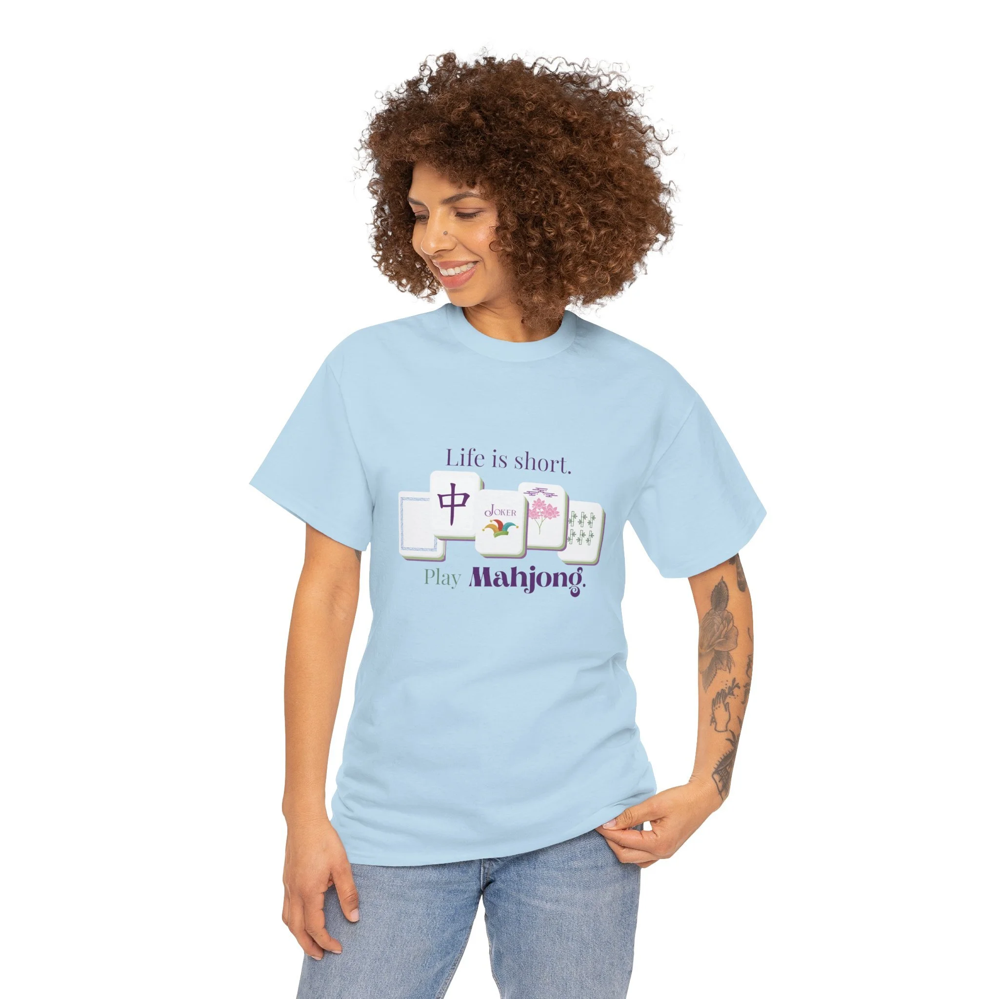 Life is Short Play Mahjong T-Shirt | Mahjong Tiles Graphic Tee