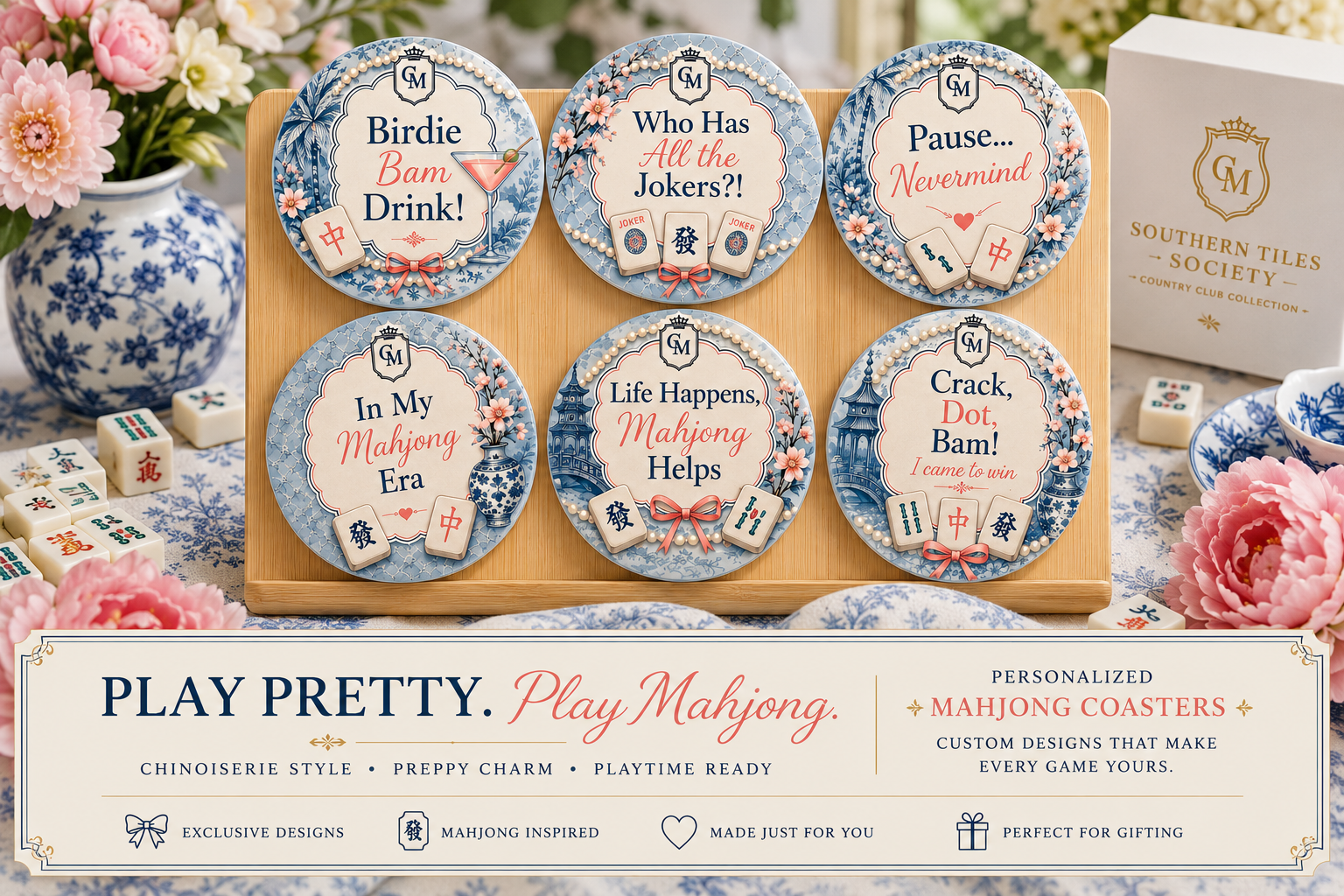 Ceramic Mahjong Coasters