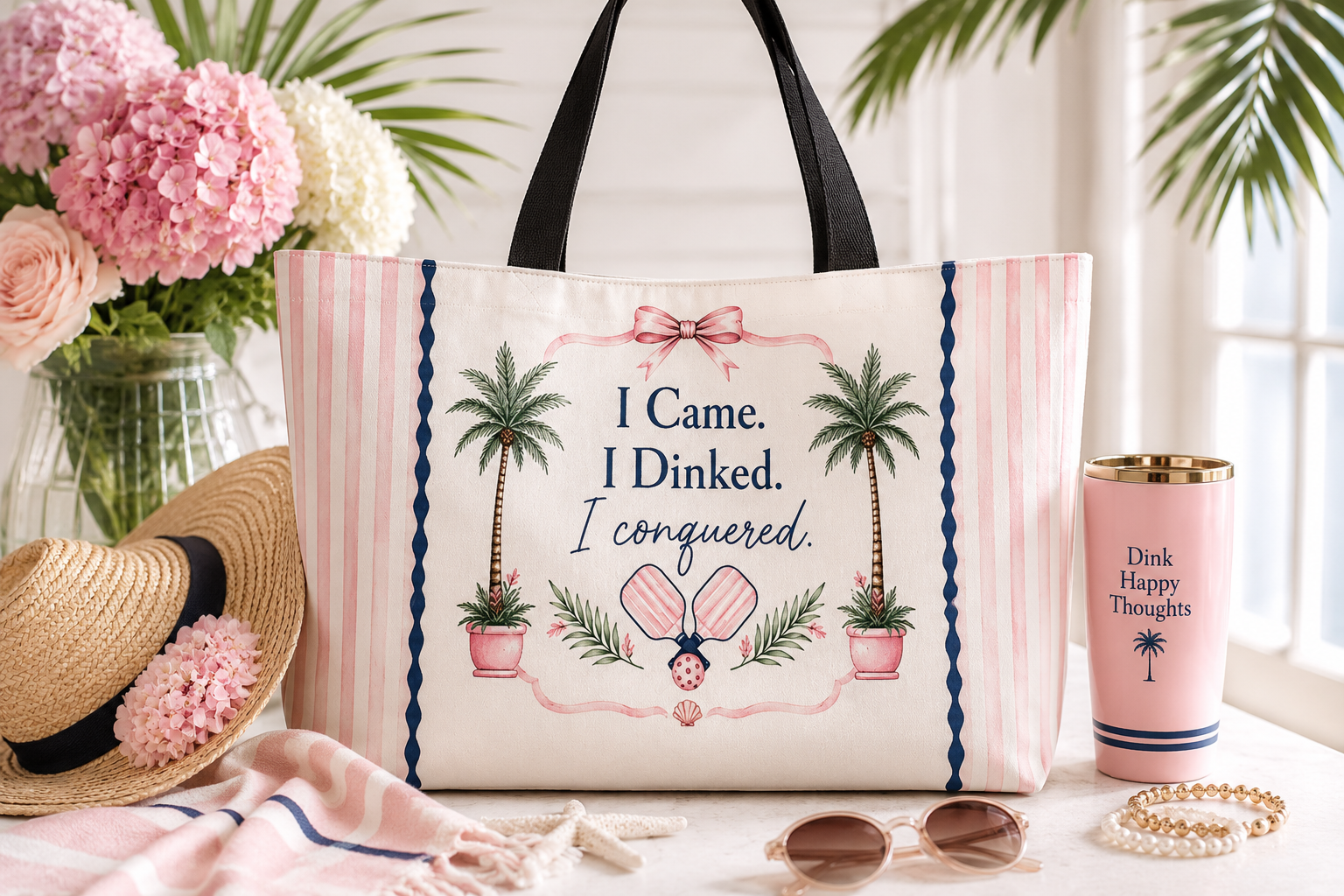 Weekender Tote Bag – “I Came. I Dinked. I Conquered.” Pickleball Palm Beach Weekend Bag