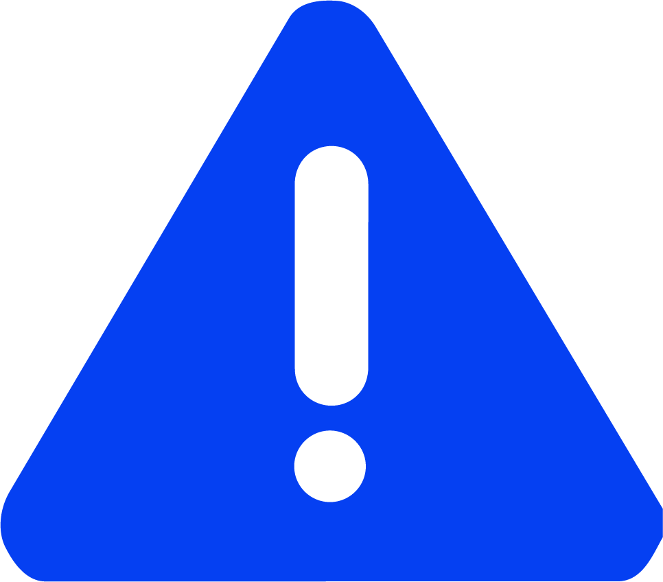 Blue warning triangle with an exclamation mark