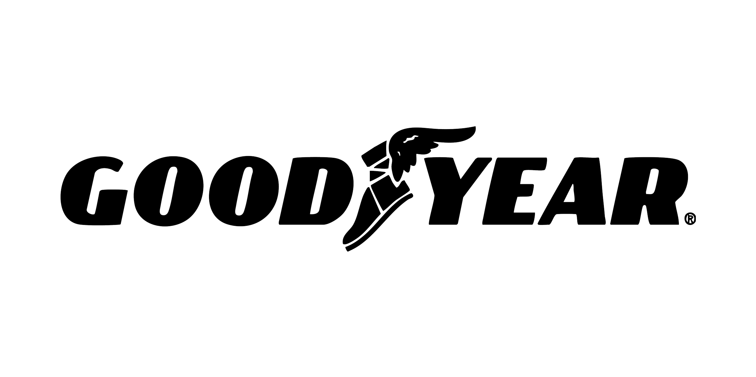 Goodyear logo featuring the word 'GOODYEAR' with a winged tire symbol in place of the letter 'Y'.