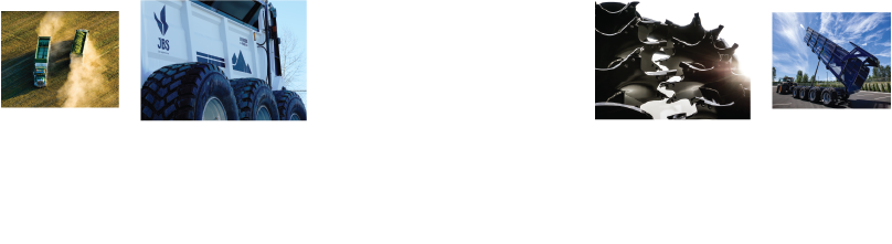 A collage of various industrial equipment and machinery, including a construction site, a large dumper truck, automotive parts, and a cargo trailer.