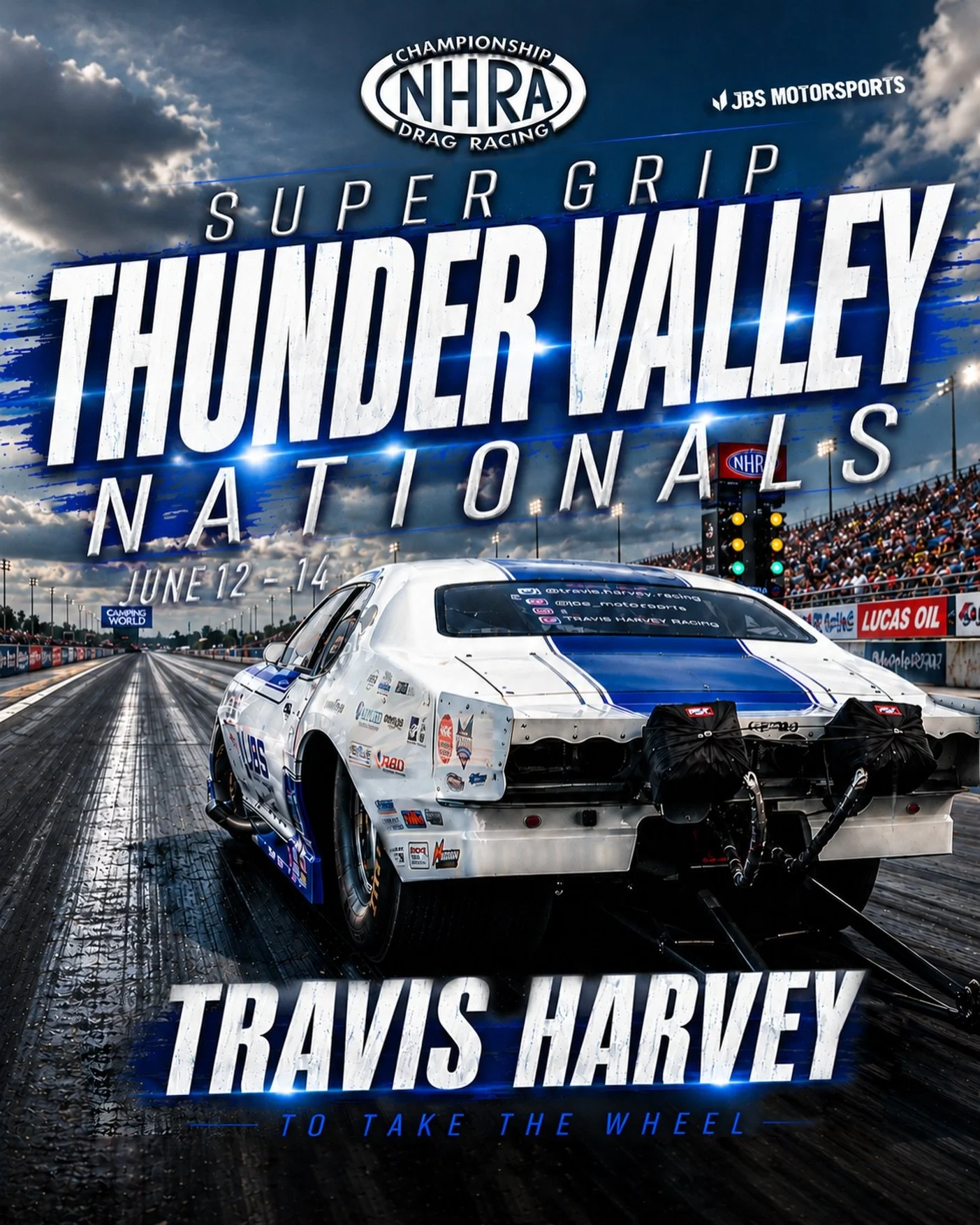 This weekend, Travis Harvey will once again take the wheel of the JBS Motorsports Pro Mod as we head to Bristol for the Super Grip Thunder Valley Nationals.

Justin Bond will be away from the track as he attends the funeral of a close friend and take
