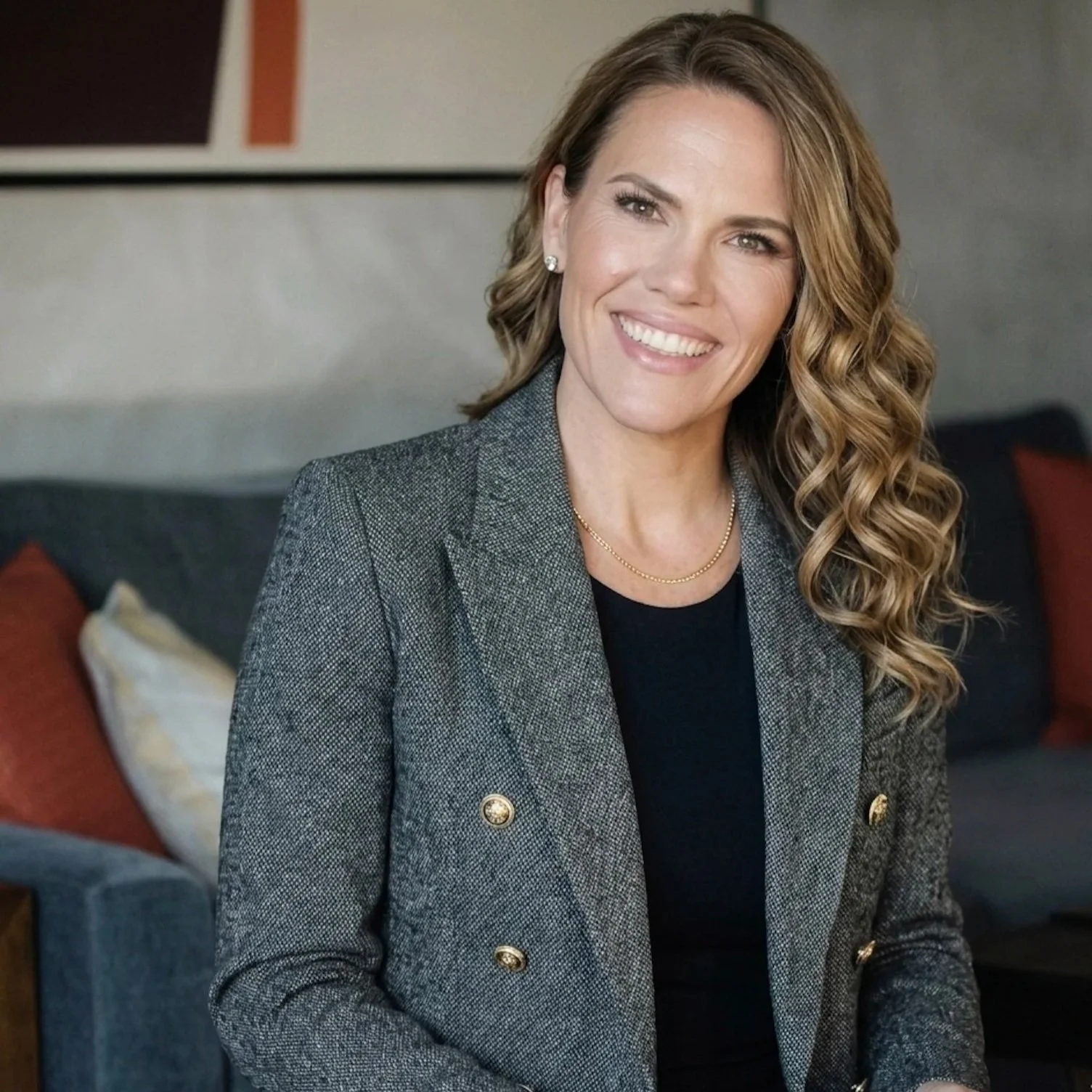 Headshot of smiling female tutor with long braids wearing a lanyard.