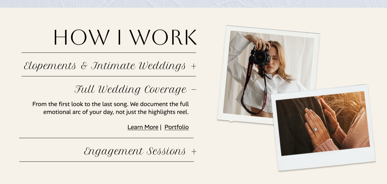 An Image of a website Build for wild souls photography located in california a wedding photography website by creative coast in san luis obispo