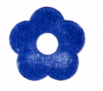 Blue flower-shaped object with a hole in the center