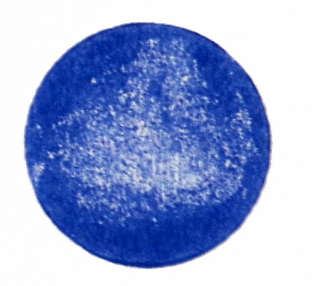 Close-up of a solid blue circular object on a white background.