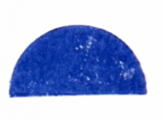 Blue semicircle on a white background.