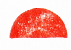 Red semi-circle on white background