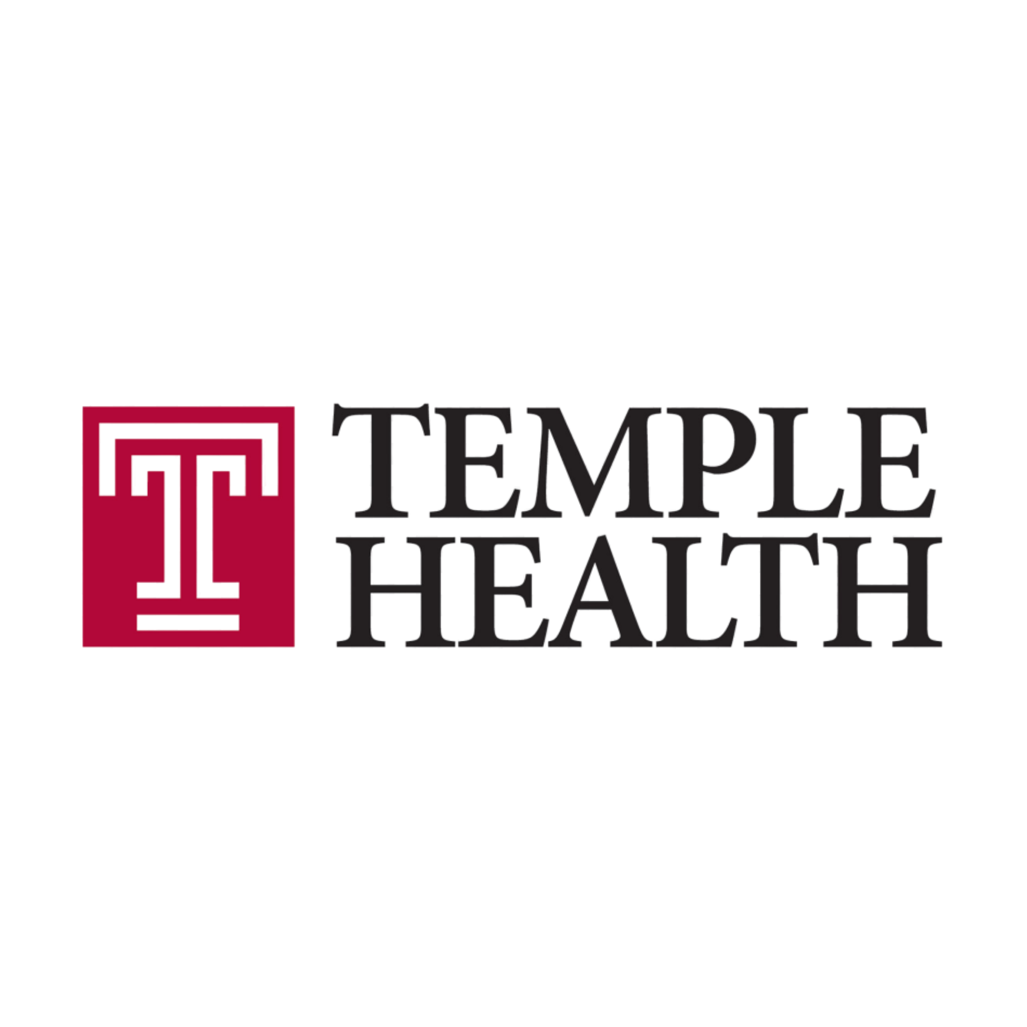Temple Health logo with a red 'T' symbol and black text.