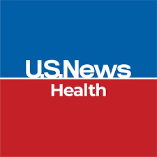 U.S. News Health logo with a blue background and red stripe.