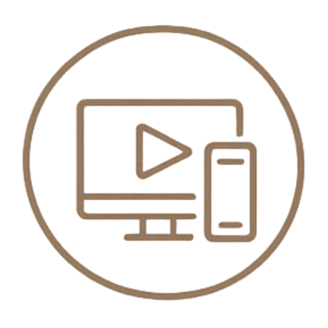 Icon of a computer monitor and a smartphone, representing digital media or online media.