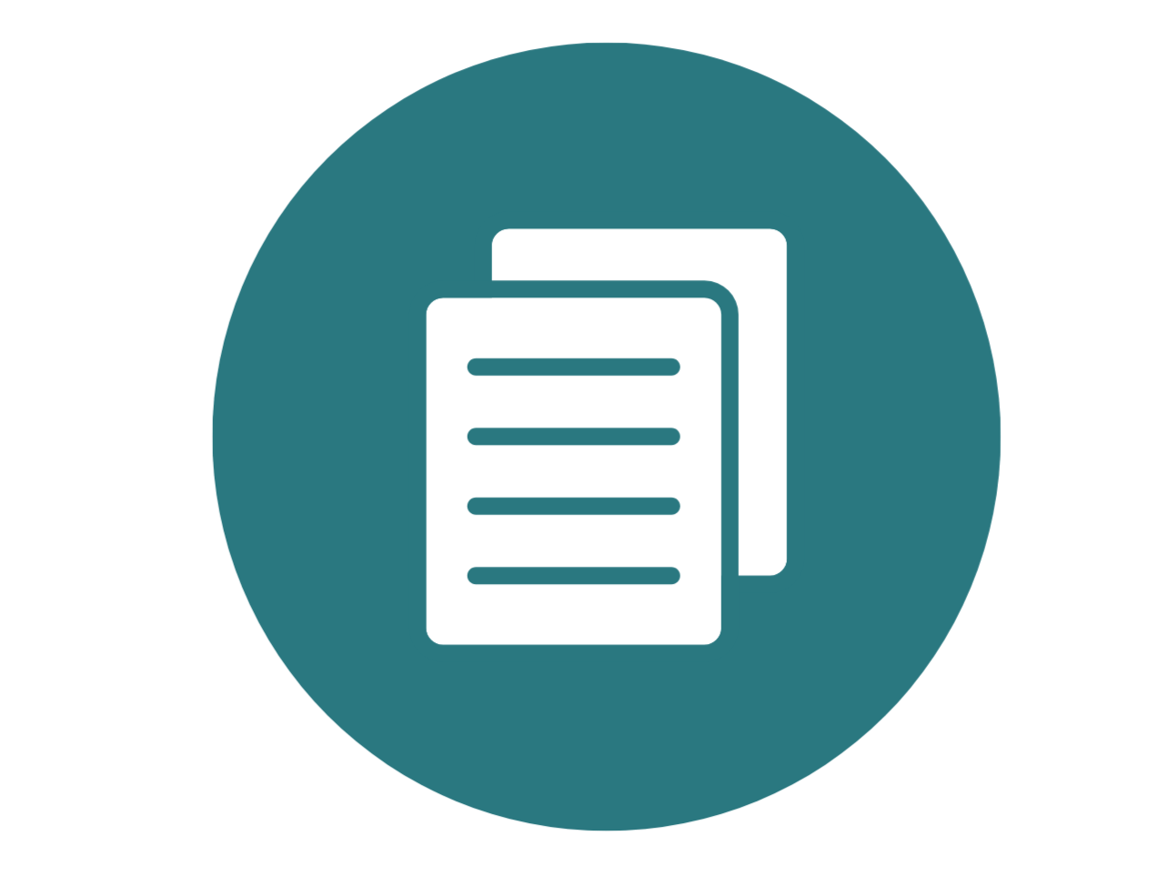 Icon of a document with lines of text inside a teal circle