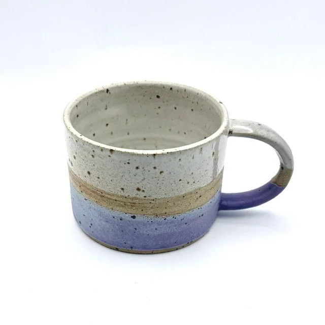 Orchid and white stripe mug