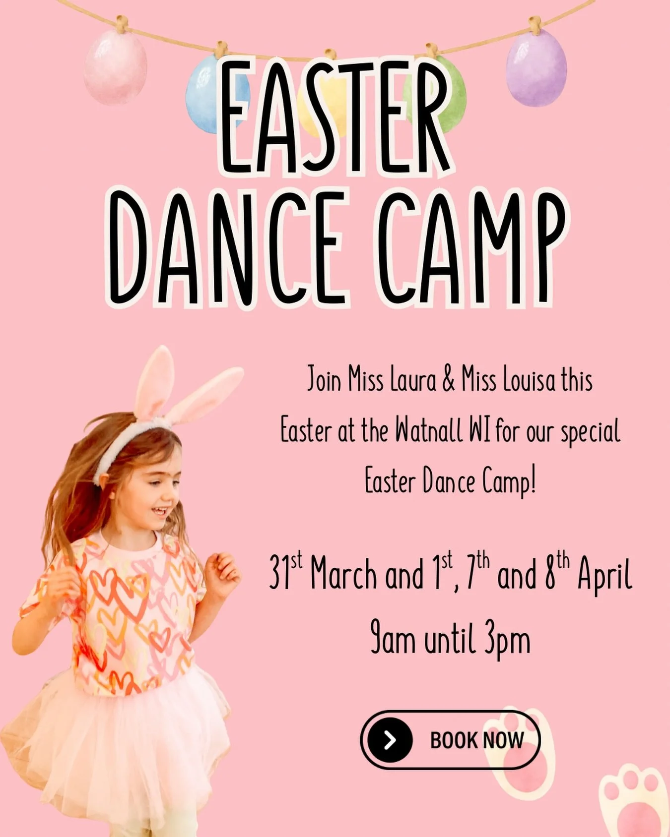 LIMITED SPACES REMAINING 

Easter Camp is coming up very soon and we cannot wait!

A fun, nurturing 4 days for your dancers&hellip; with a performance for parents on day 4! 🩰🫶🏻

For more information please visit: https://bookthatin.com/link/nbseas