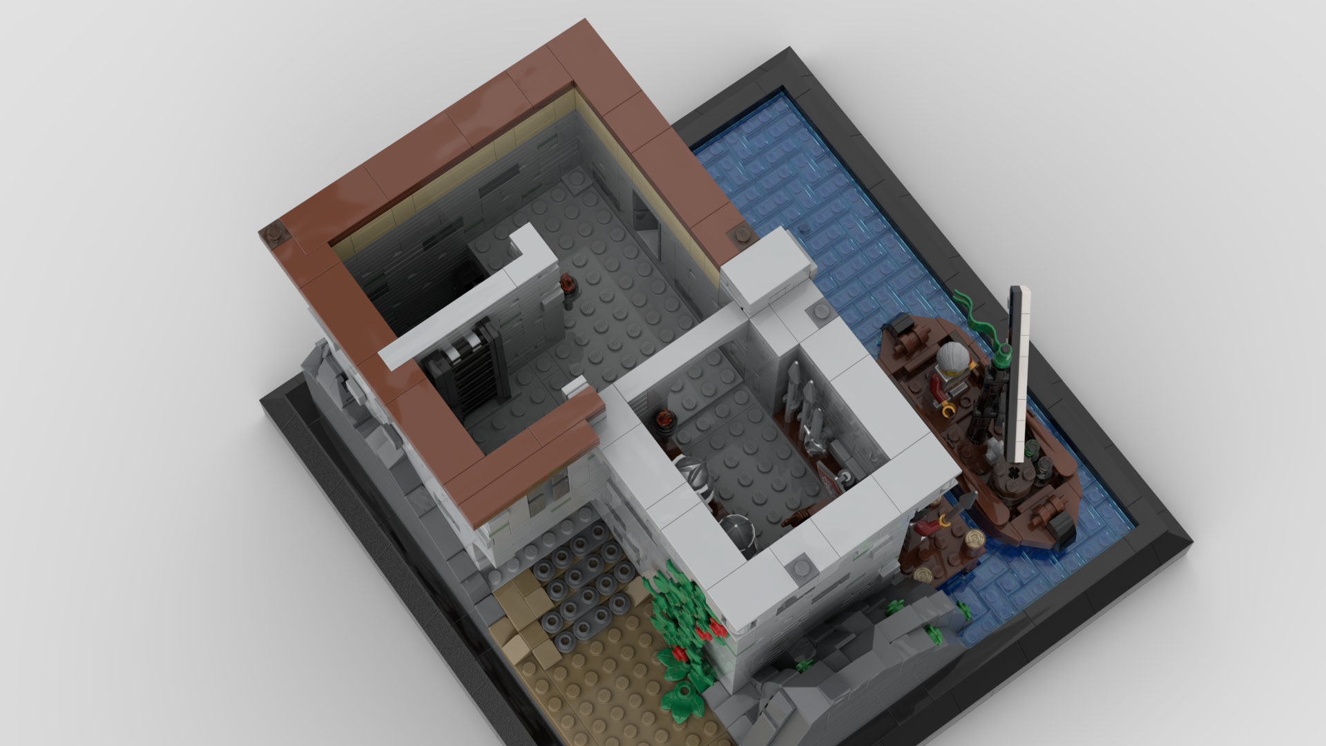 Second level with ladder leading up to the keep.