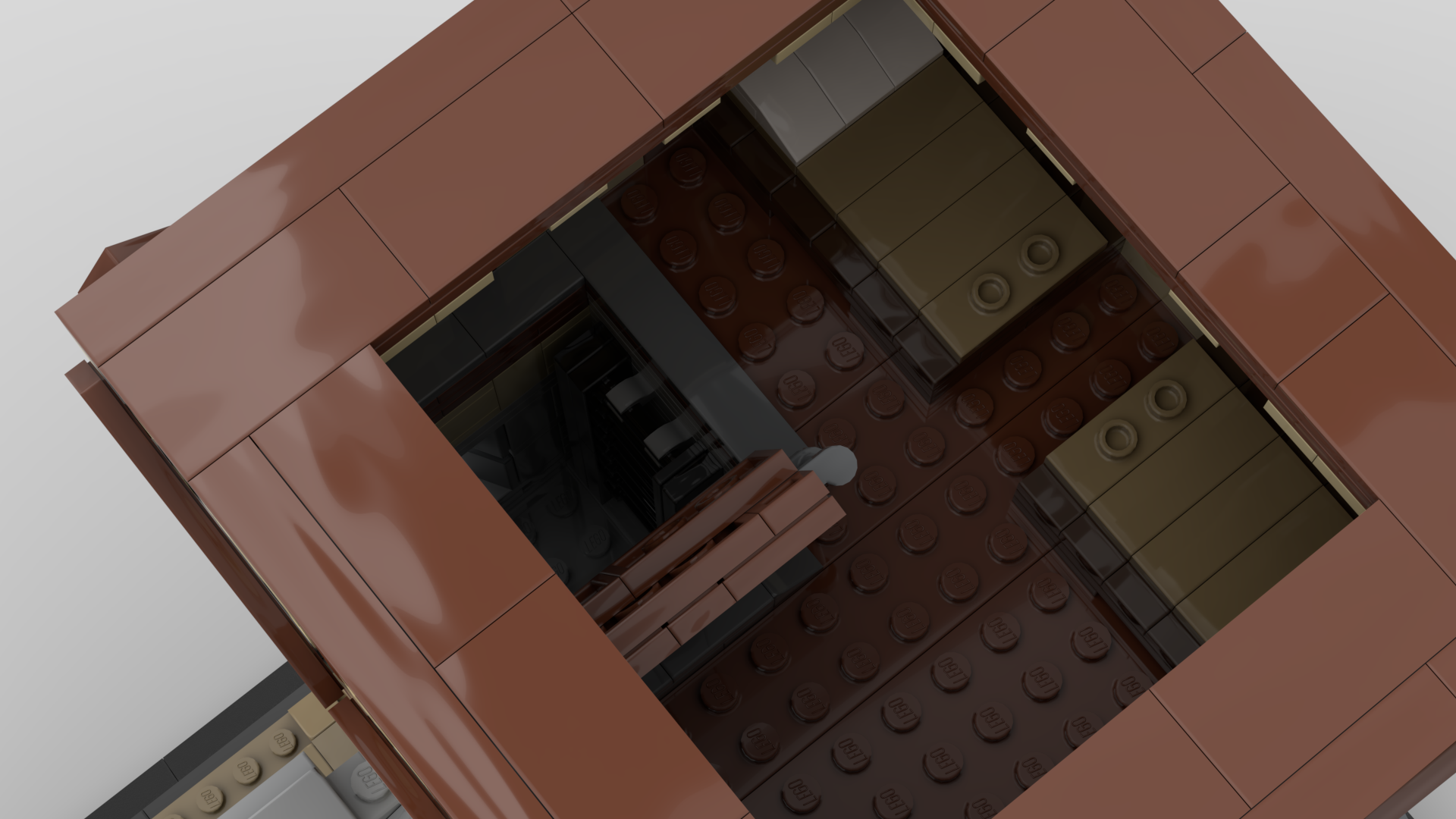 Castle keep housing two beds for the two-man garrison. Features an opening to lower levels.