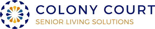 Meridian Healthcare Strategies partner's logo for Colony Court Senior Living Solutions with a floral design
