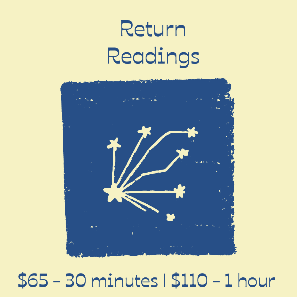 Return Readings - 30 Minutes ($65) or 60 Minutes ($110)