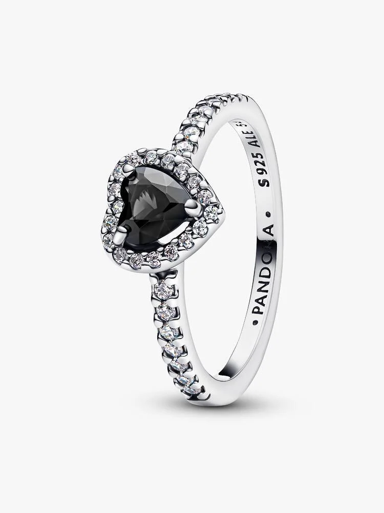 anillo corazón negro #8