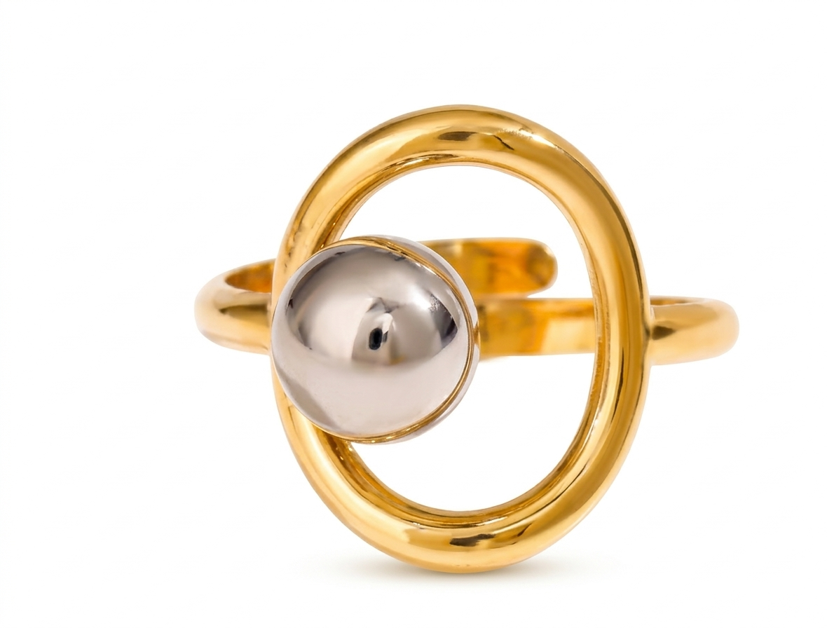 anillo geométrico bicolor