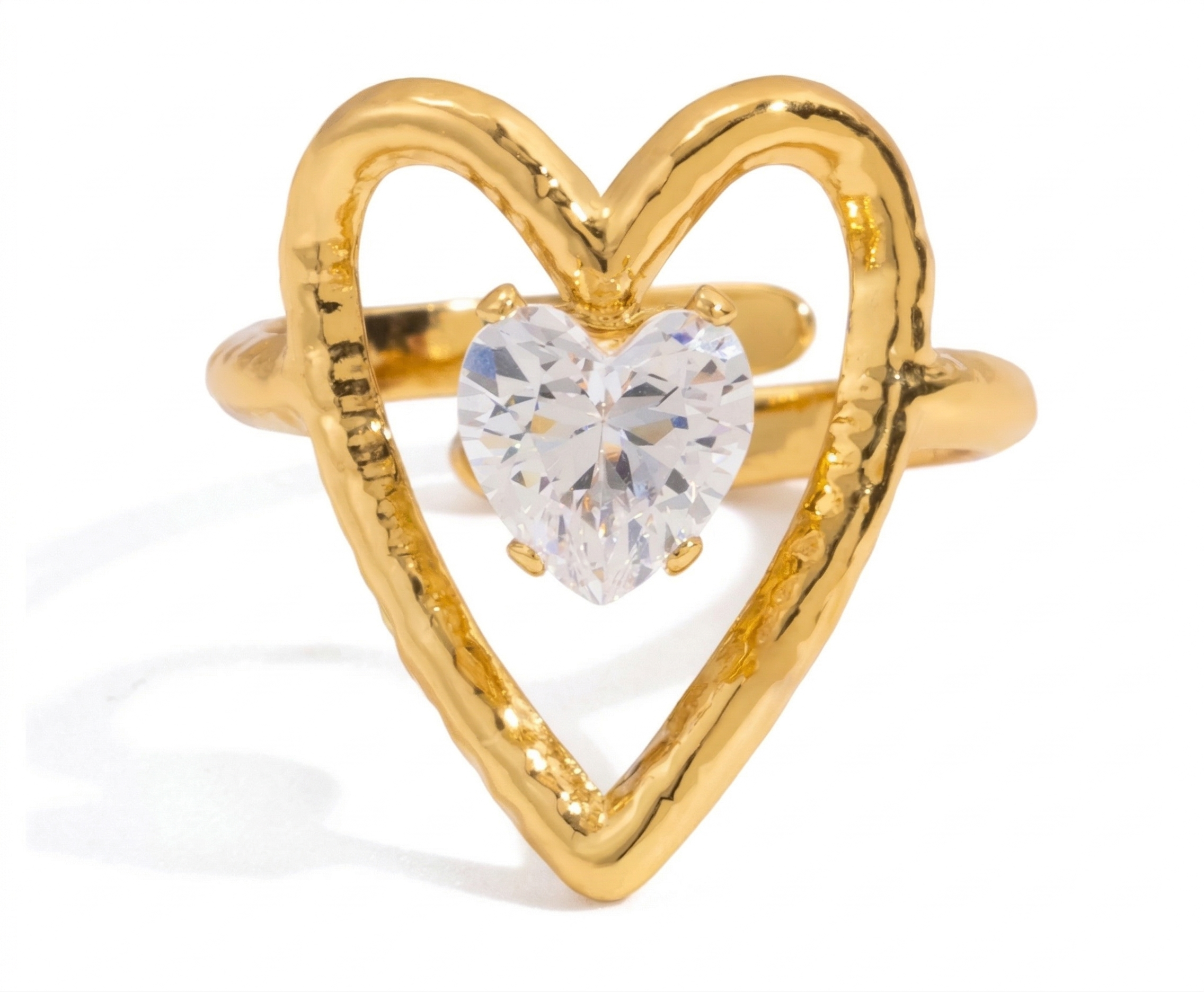 anillo circonia corazón