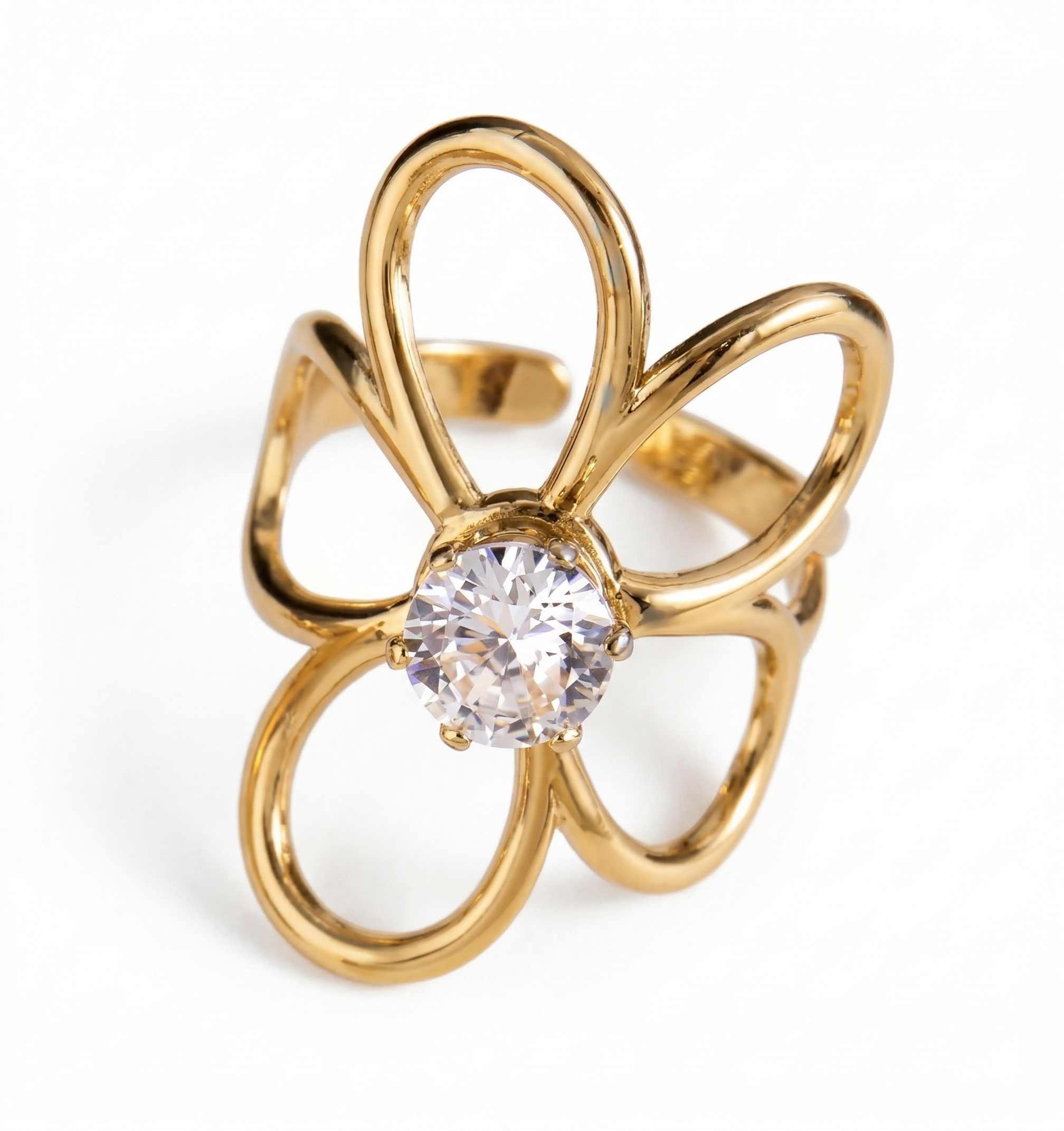 anillo flor circonia