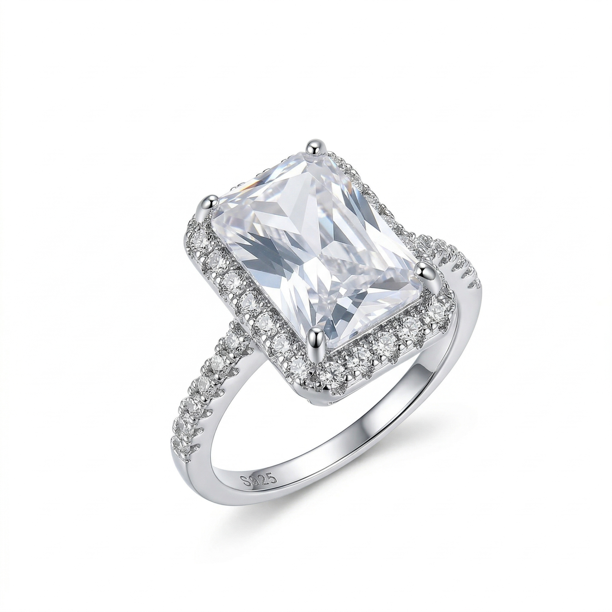 Anillo cuadrado clásico de Plata #8