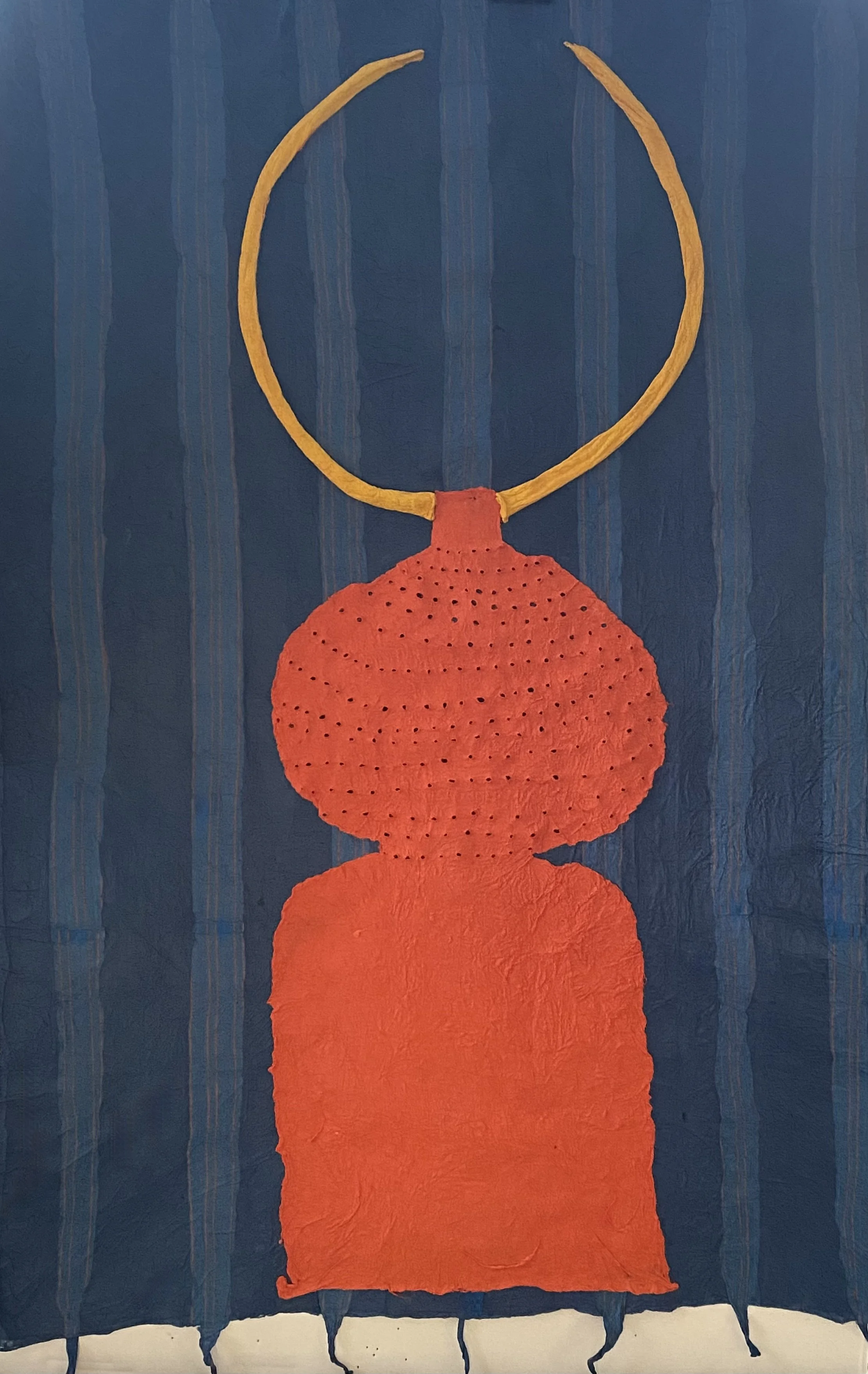 African Bride - Joomchi Paper Collage, 30 x 50 inches - framed