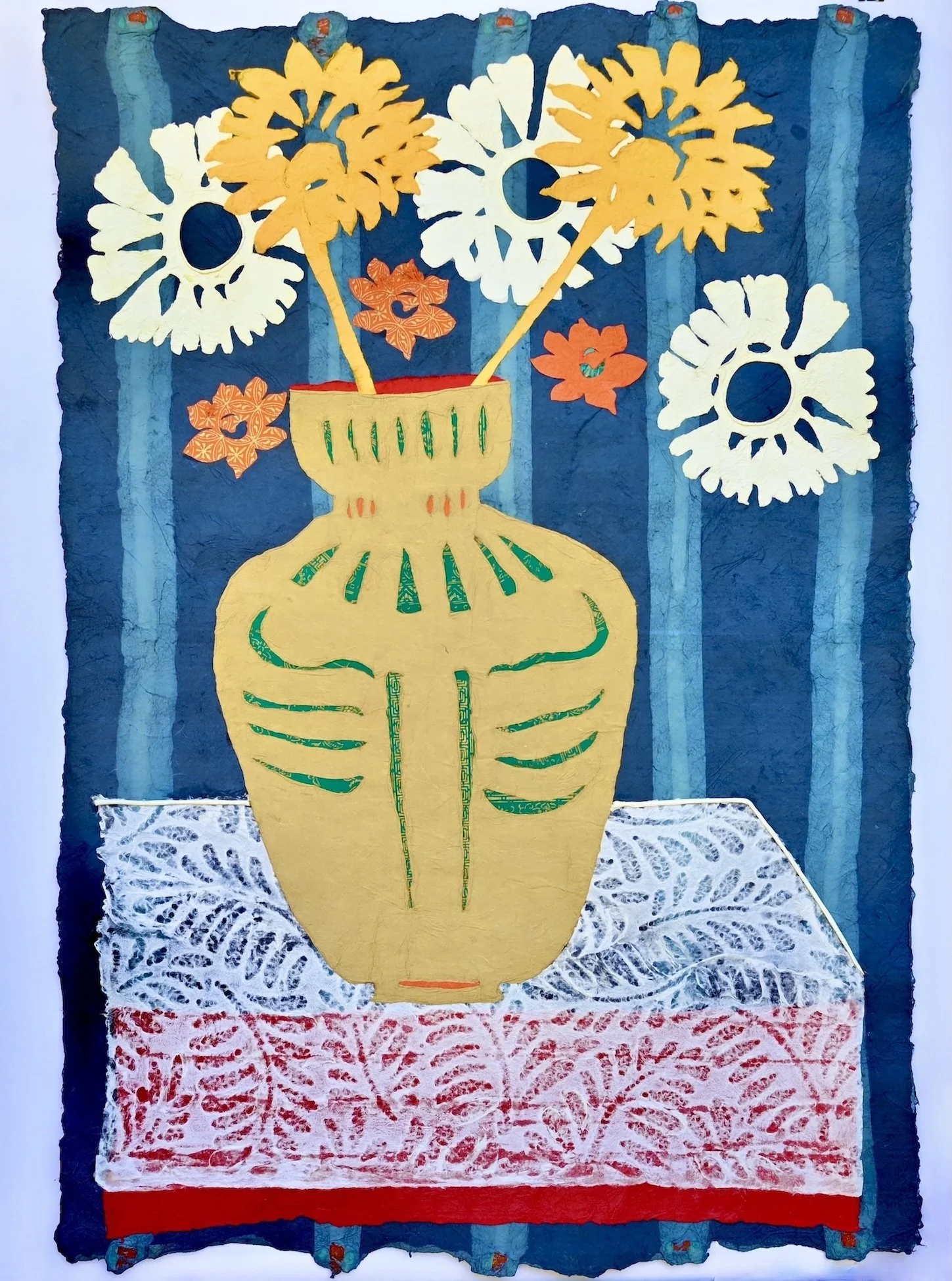 Flower Power - Joomchi Paper Collage Media, 24.5 x 37 inches