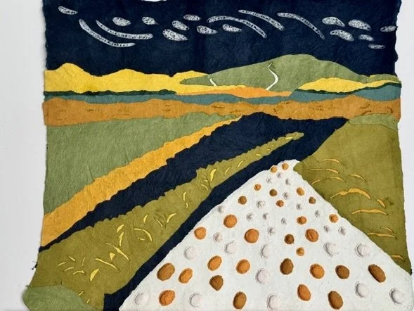 Tennessee Valley Trail - Joomchi Paper Collage, 28 x 30 inches, framed