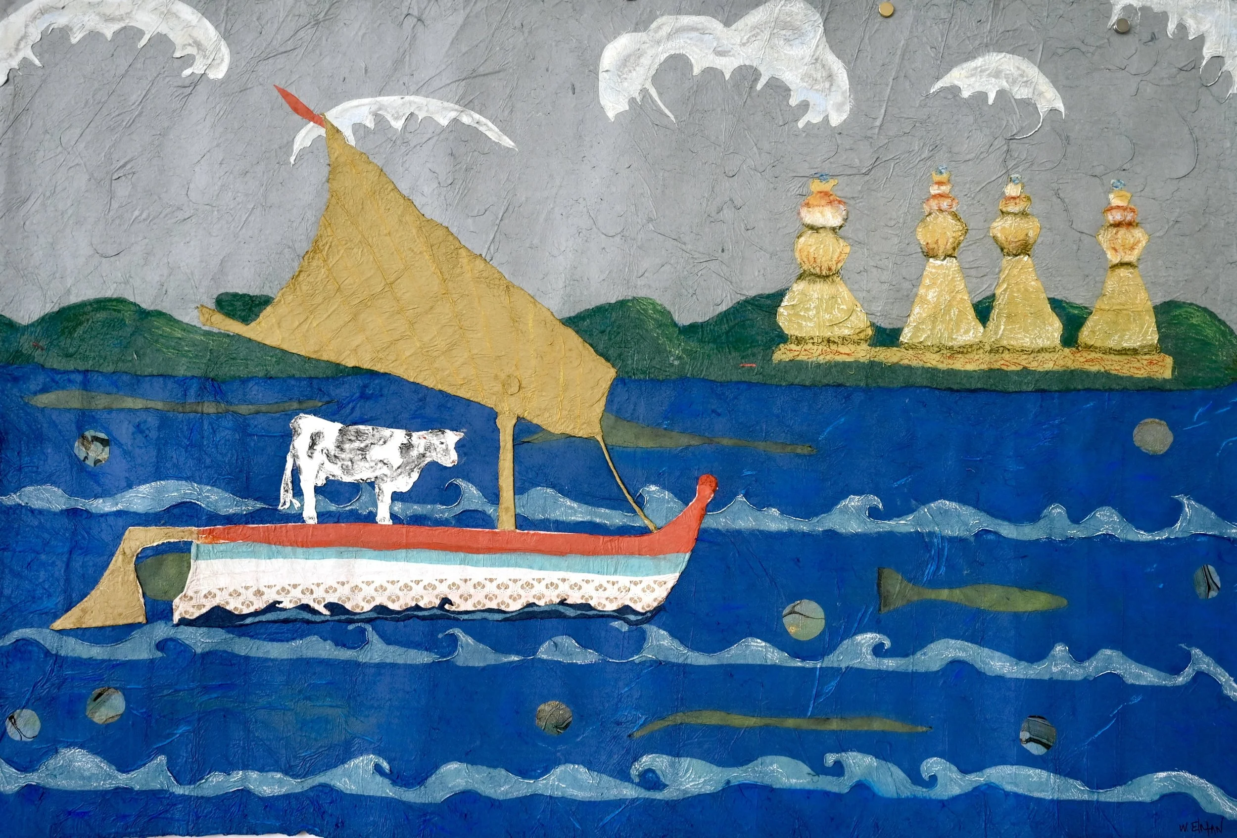 The Voyage - Mixed Media Collage,                      23 x 34 inches