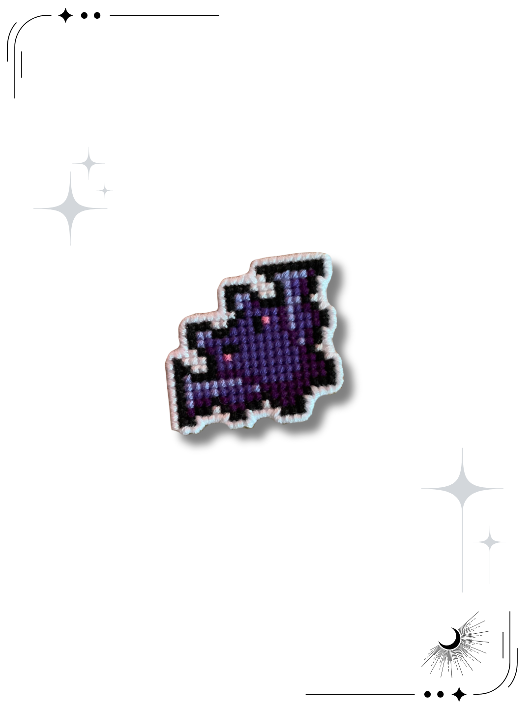 Going Batty Handmade Cross Stitch Pin