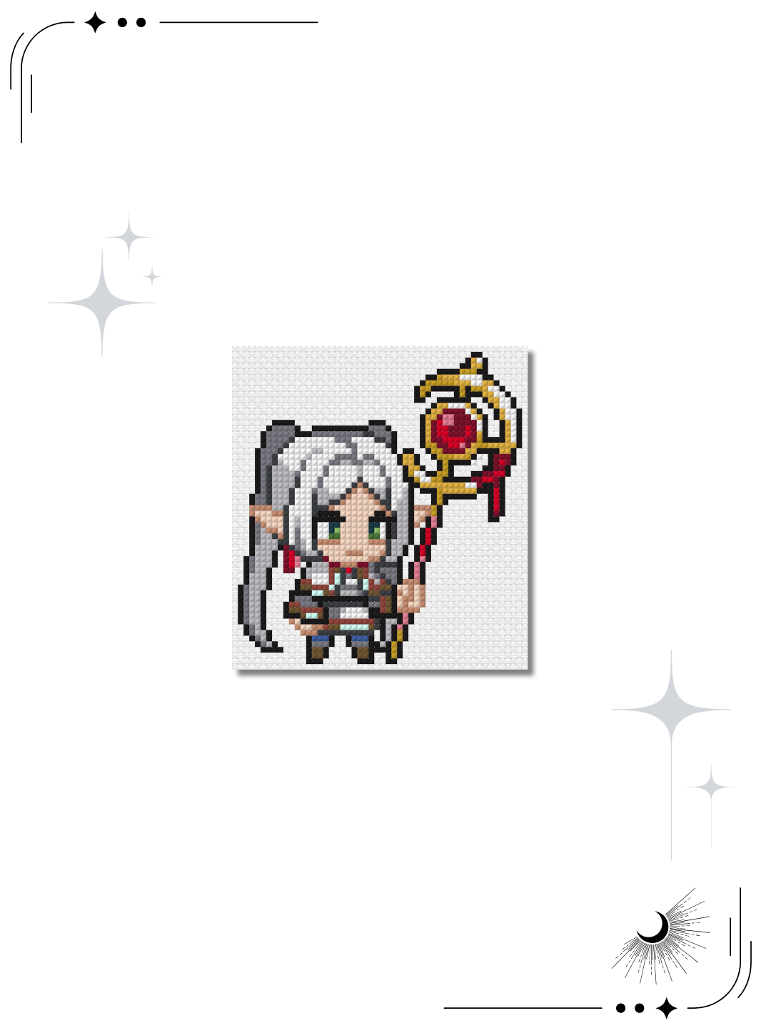 Chibi Frieren Cross Stitch Pattern