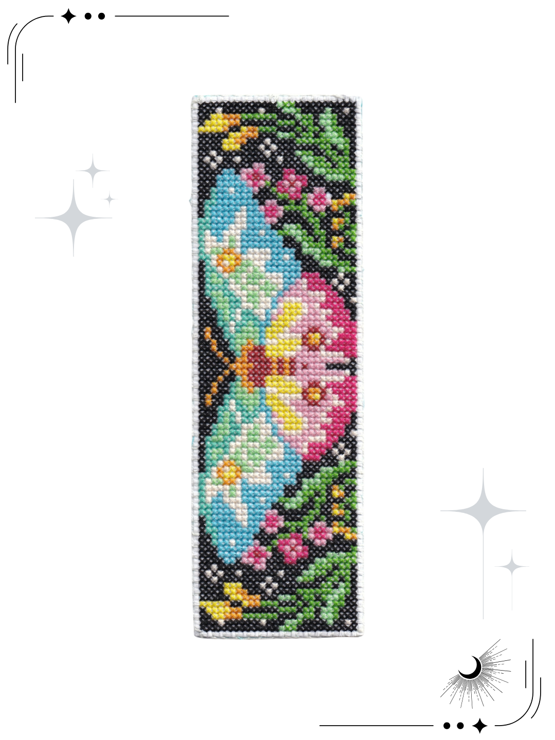 Pan in Bloom Cross Stitch Bookmark