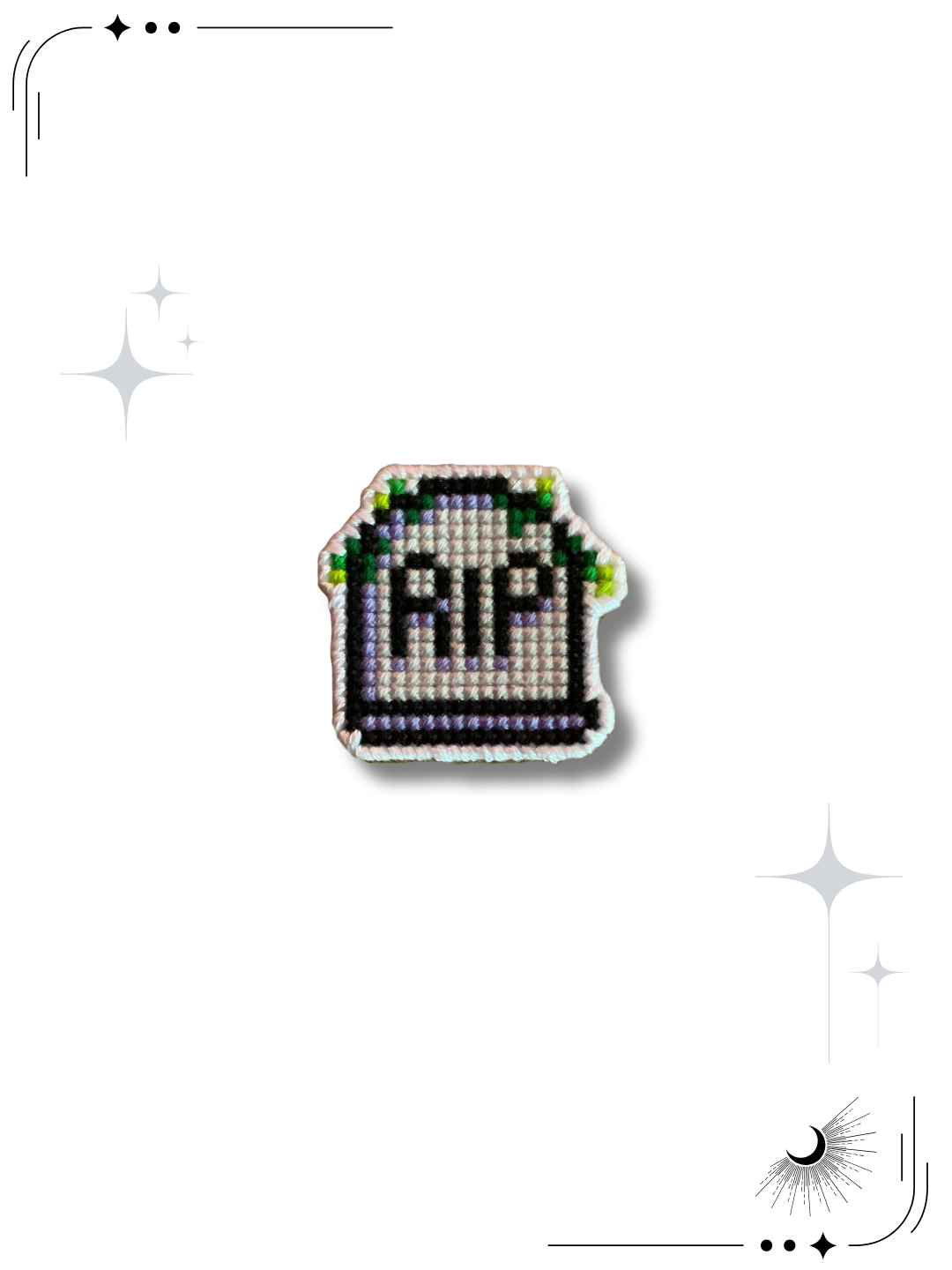Rest in Pieces Handmade Cross Stitch Pin