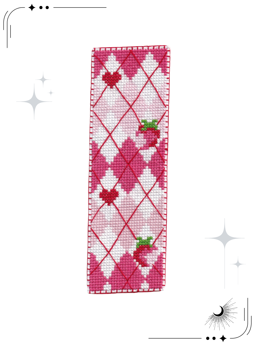 Sweethearts & Strawberries Cross Stitch Bookmark