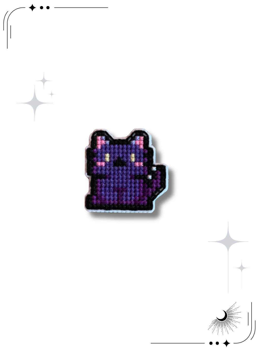 Feline Spooky Handmade Cross Stitch Pin