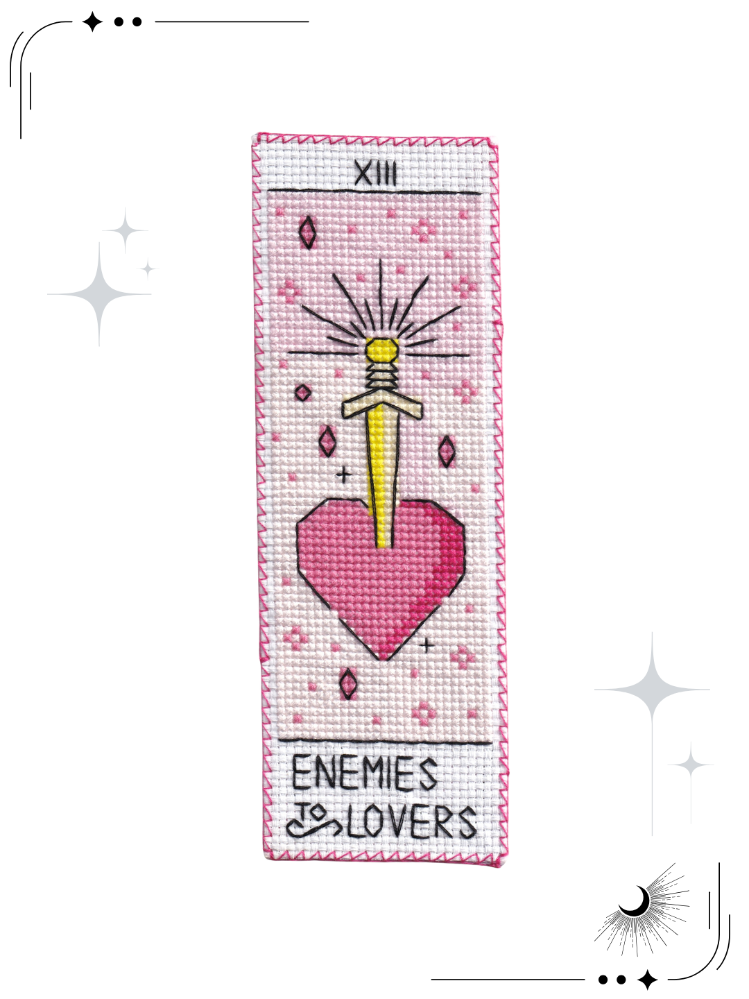Enemies to Lovers Cross Stitch Bookmark