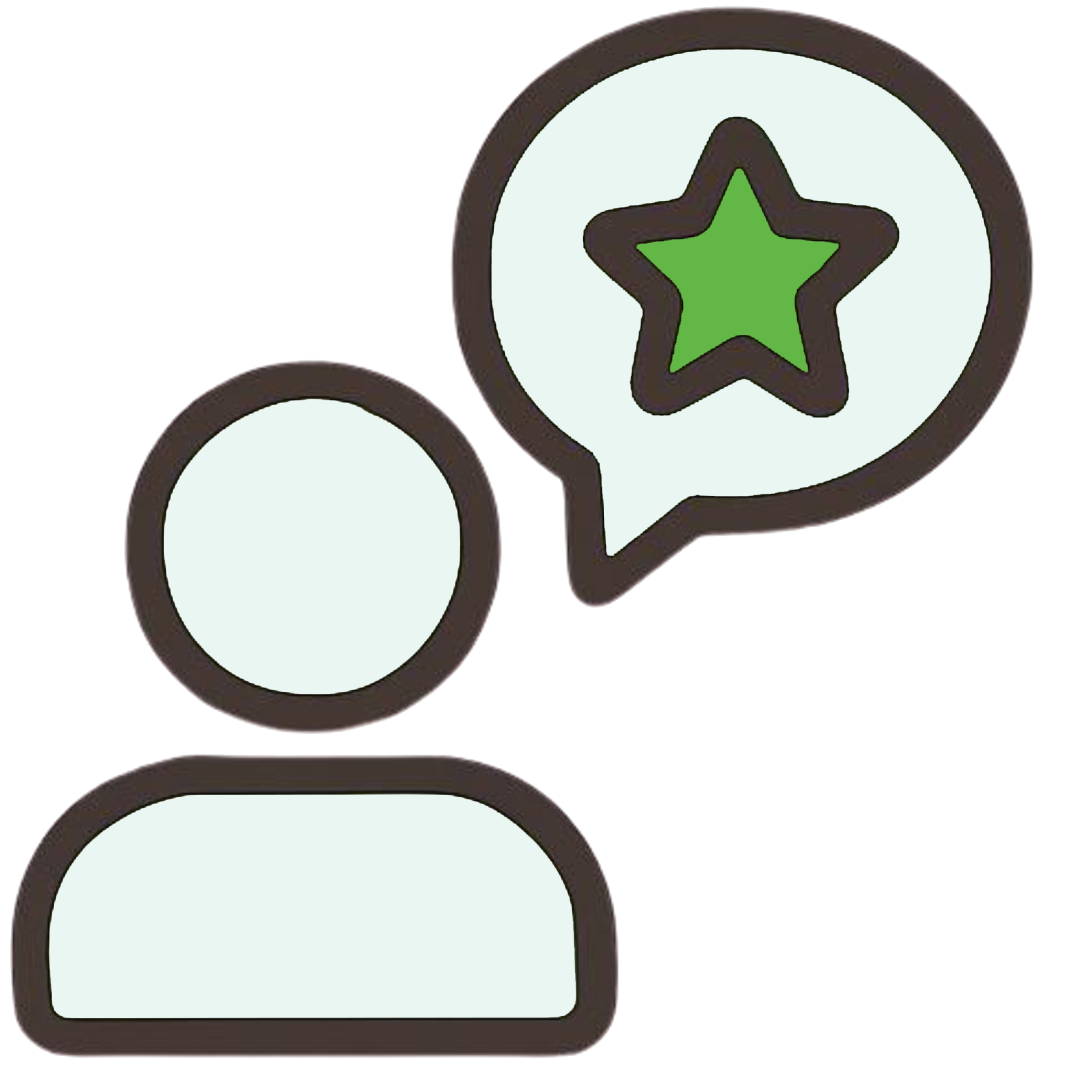 An emoji icon of a chat bubble with a star inside, with a blank chat bubble below it.