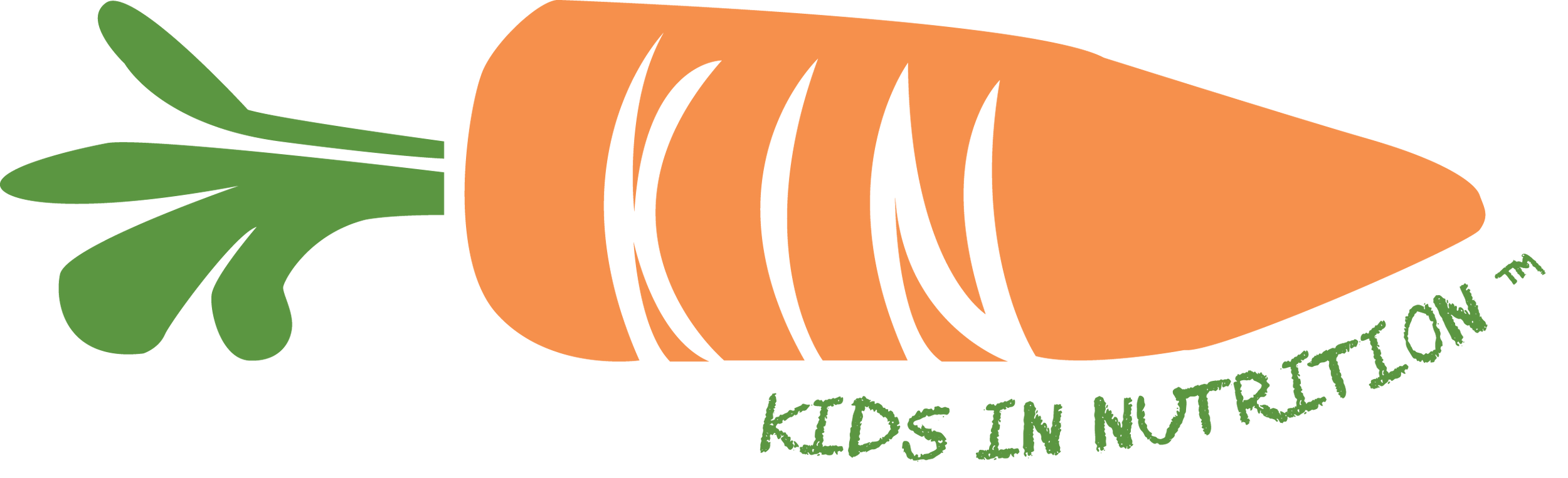 Logo featuring a stylized orange carrot with green leaves, and the text "Kids in Nutrition" in green.