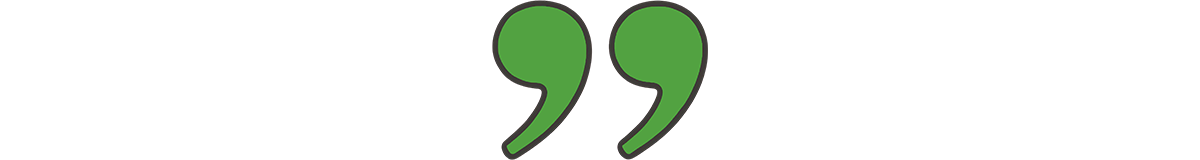 Green quotations marks with black outline.