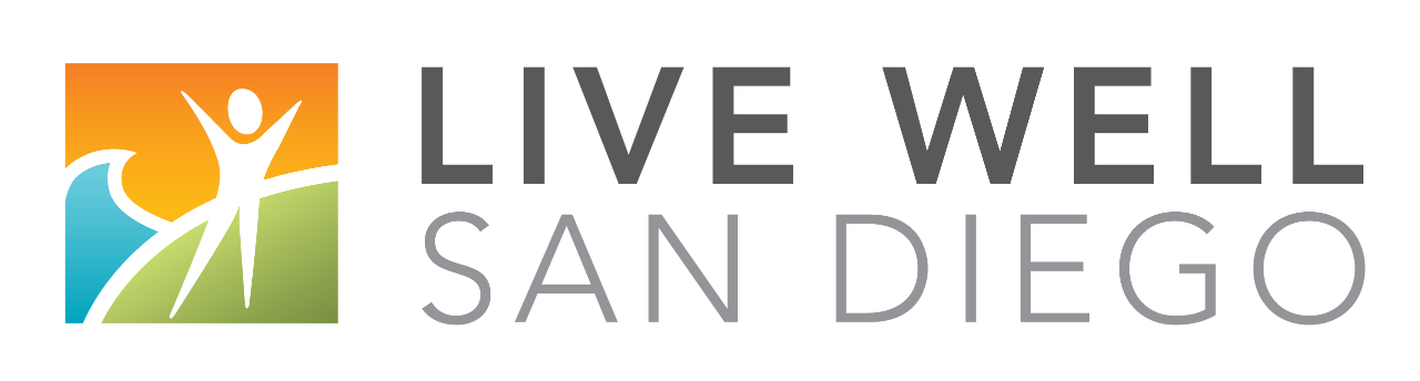 Logo with a stylized human figure with raised arms, next to colorful waves.