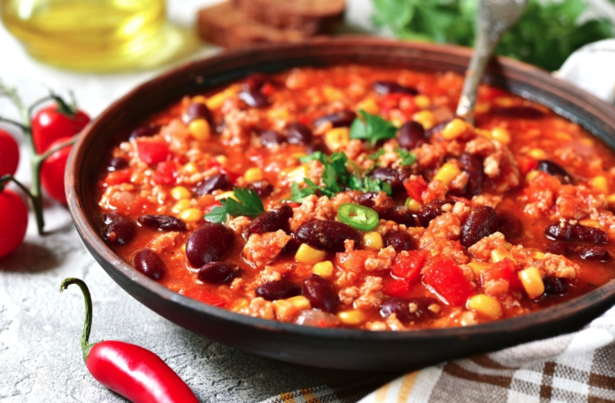 bowl of stew with black beans