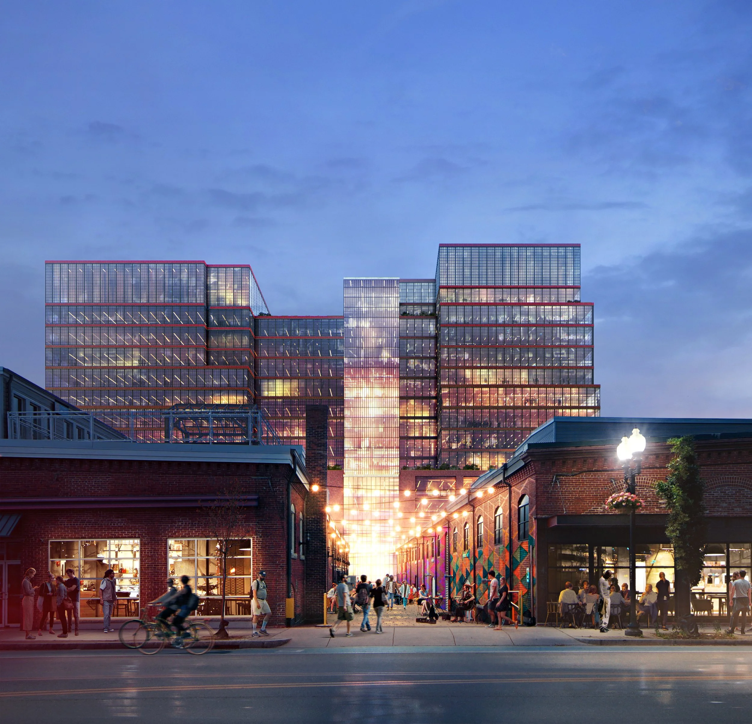 3. mixed use axis with (e) buildings