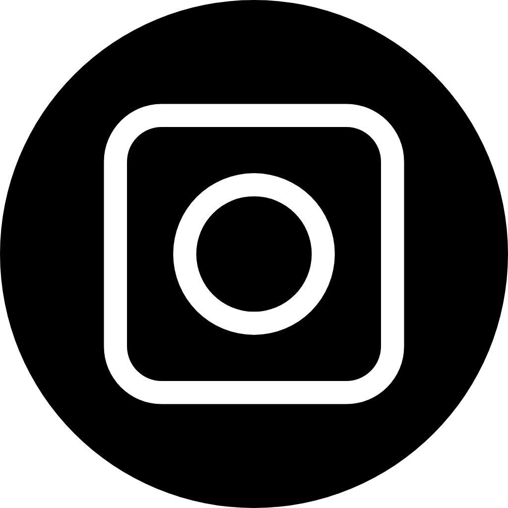 Instagram logo in a black circle