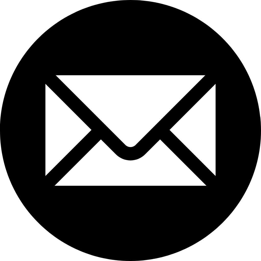 Icon of a white envelope inside a black circle, representing email or messaging.