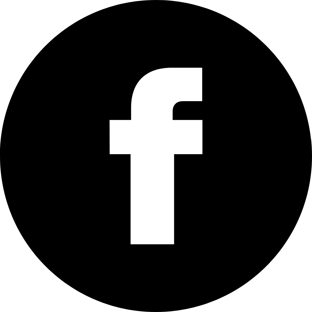 Facebook logo displayed as a white lowercase 'f' on a black circular background