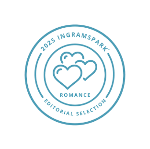 blue circle with a white background that says 2025 IngramSpark Editorial Selection: Romance